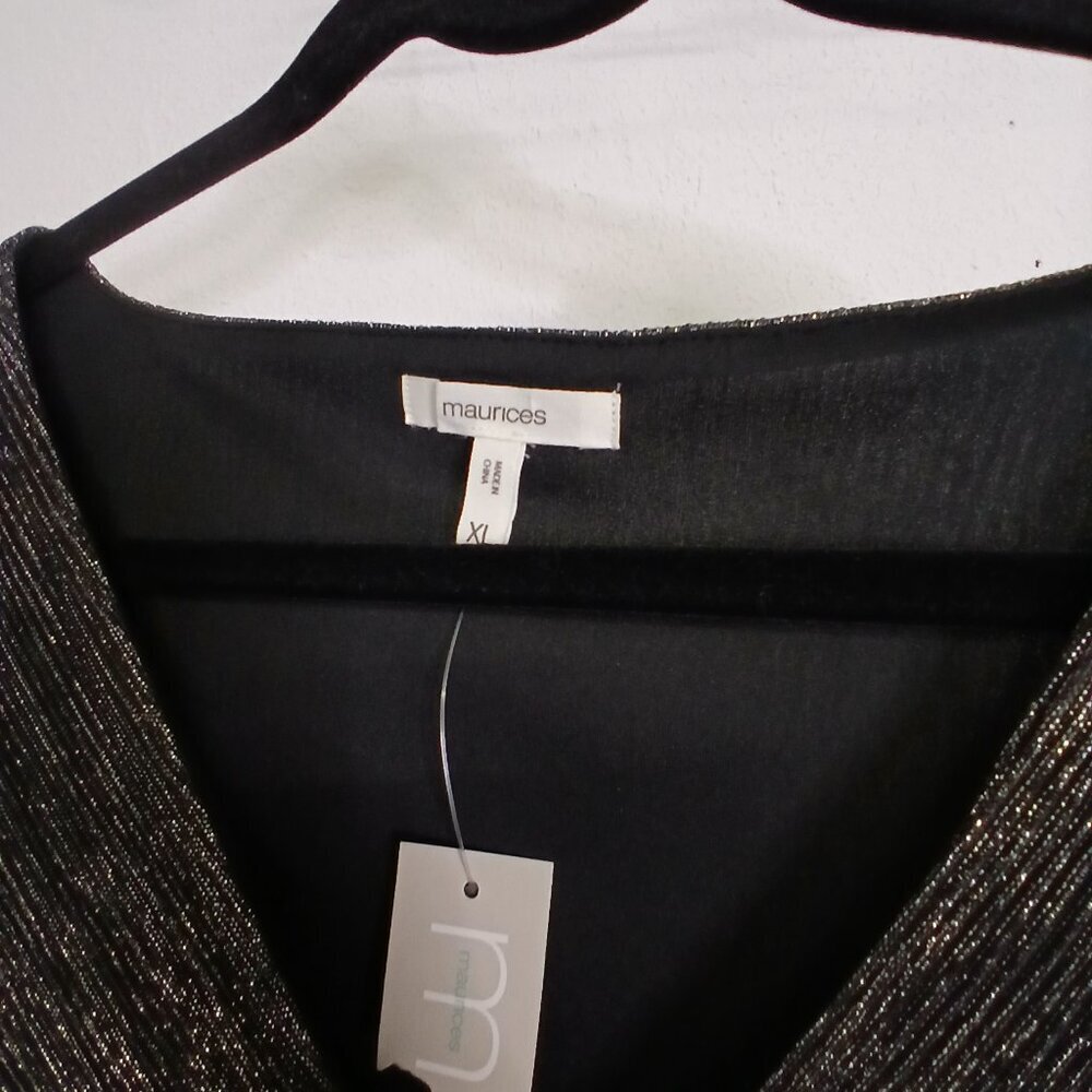 NWT Maurices Black and Gold metallic‎ shimmer wrap Top size XL - Picture 6 of 8